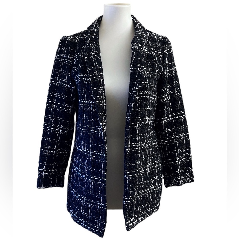 Nanette Lepore Tweed Black and White Blazer Preppy Academia Fall School Office